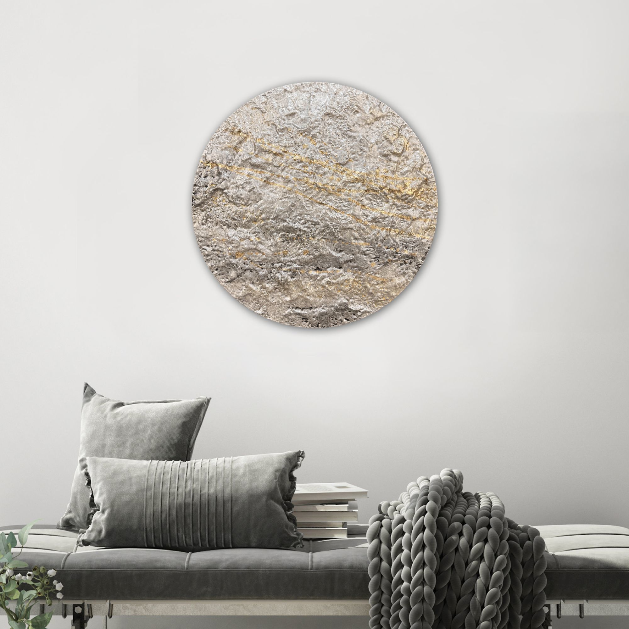 Metallic Mercury White and Gray and Metallic and Neutral Wall Sculpture, The Studio