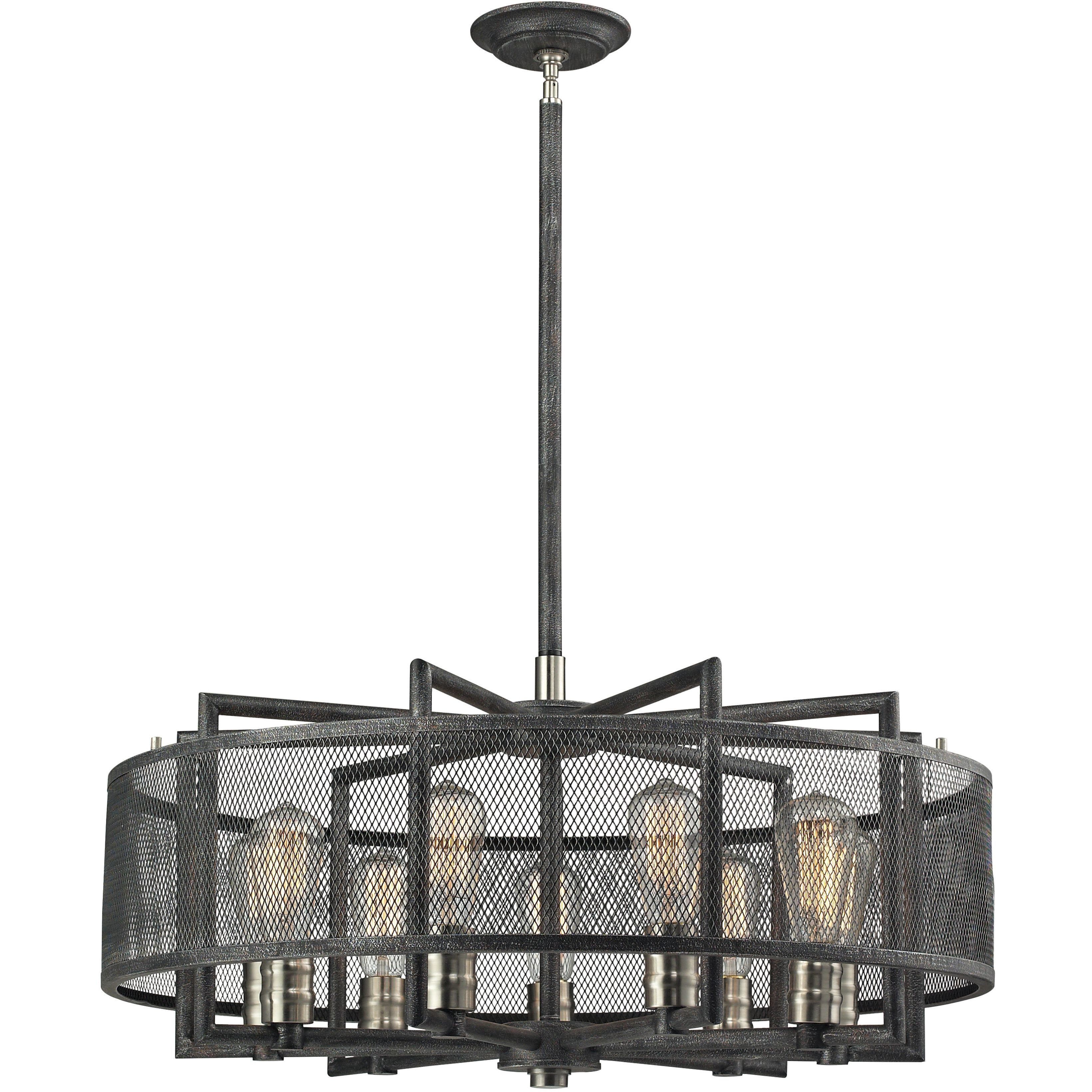 Slatington 9 Light 28 inch Dark Graphite with Brushed Nickel Chandelier Ceiling Light