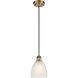 Ballston Castile LED 6 inch Brushed Brass Mini Pendant Ceiling Light in White Glass, Black Textured, Ballston