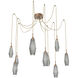 Aalto LED 14.8 inch Novel Brass Swag Multi-Pendant Ceiling Light in 3000K LED, Optic Rib Smoke