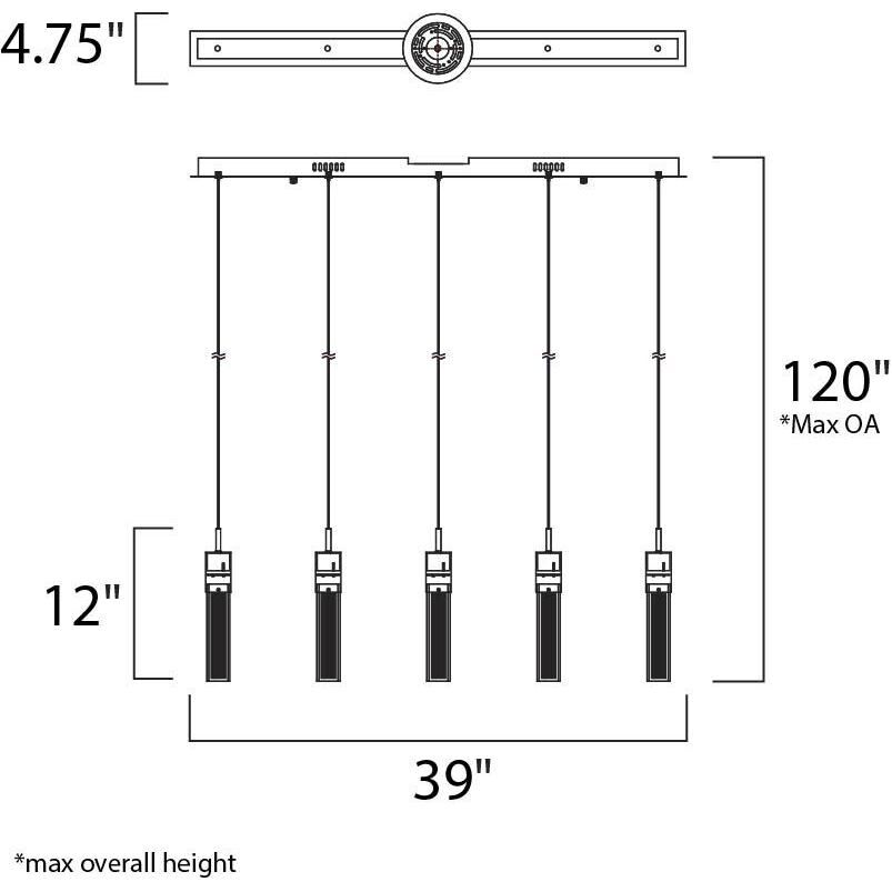 Fizz III LED 39 inch Polished Chrome Linear Pendant Ceiling Light