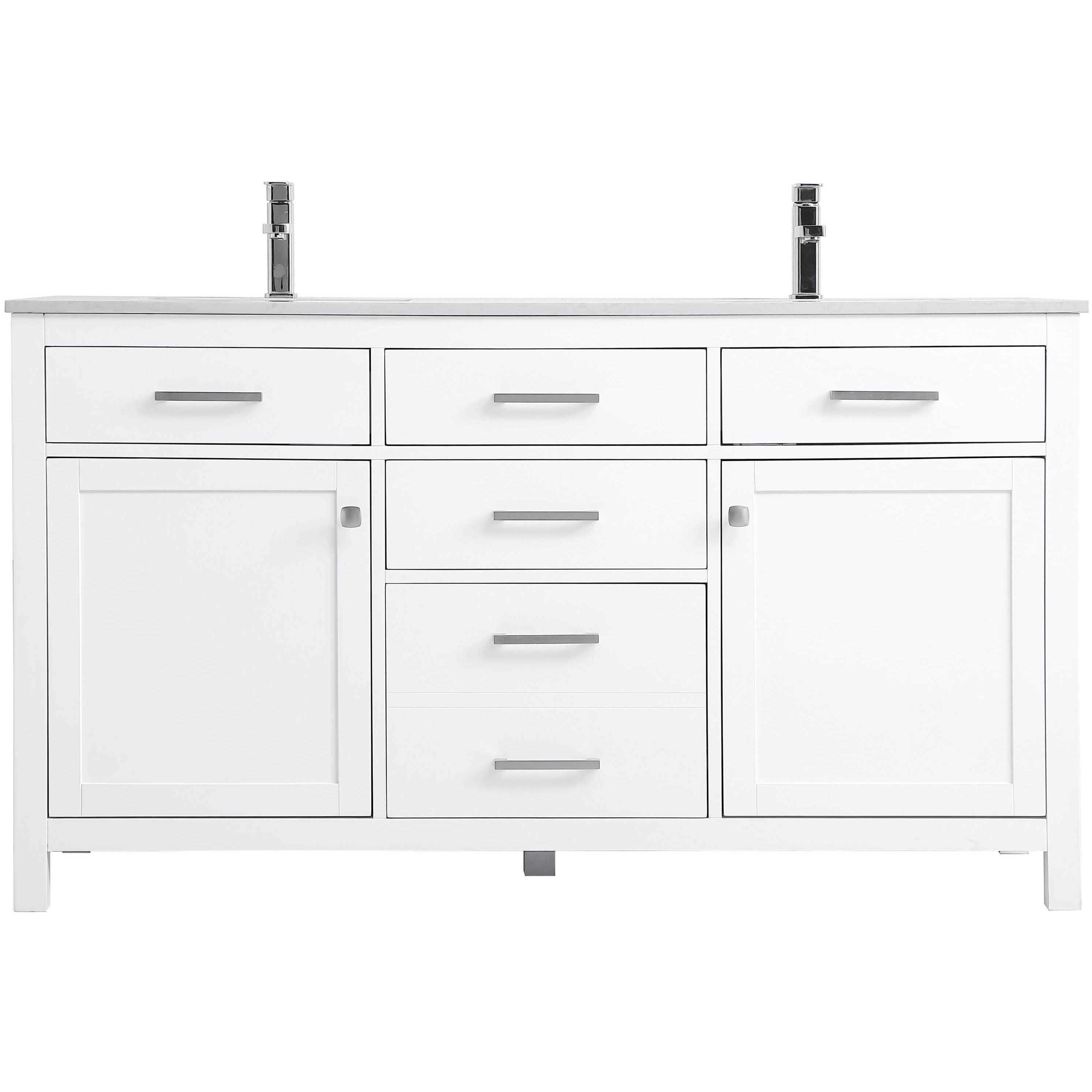 Lewis 60 X 22 X 34 inch White Vanity Sink Set