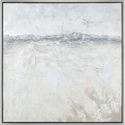 Toal Dunes Ivory with Gray and Silver Framed Wall Art
