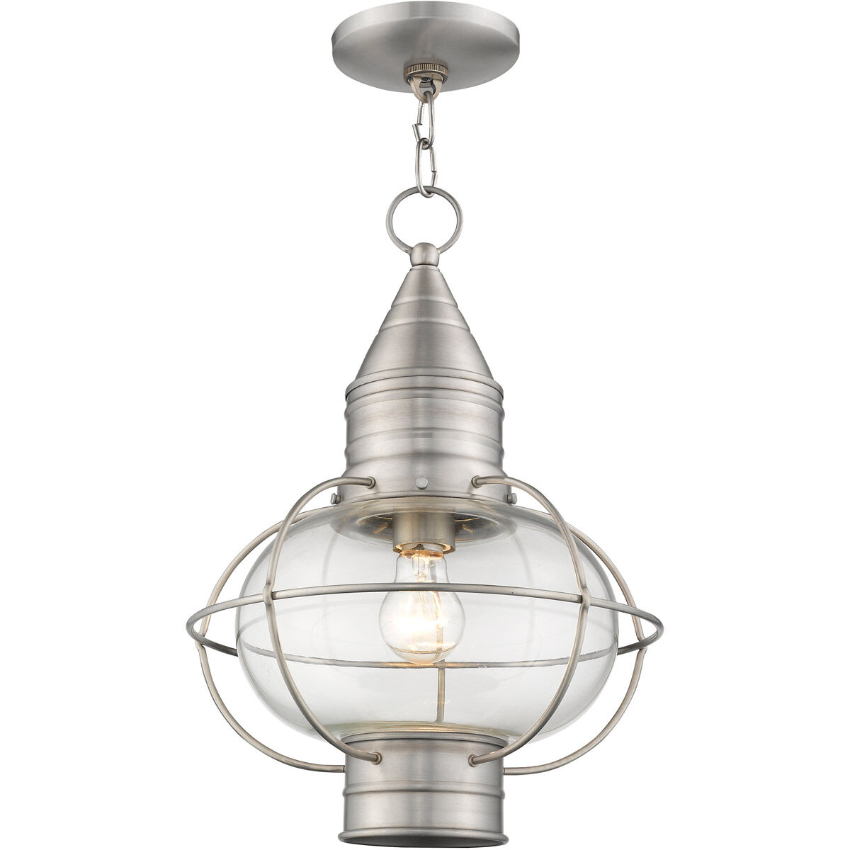 Newburyport 1 Light 12 inch Brushed Nickel Outdoor Pendant Lantern