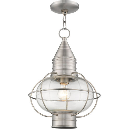 Newburyport 1 Light 12 inch Brushed Nickel Outdoor Pendant Lantern