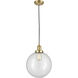 Franklin Restoration Beacon 1 Light 12 inch Satin Gold Mini Pendant Ceiling Light in Incandescent, Clear, Franklin Restoration
