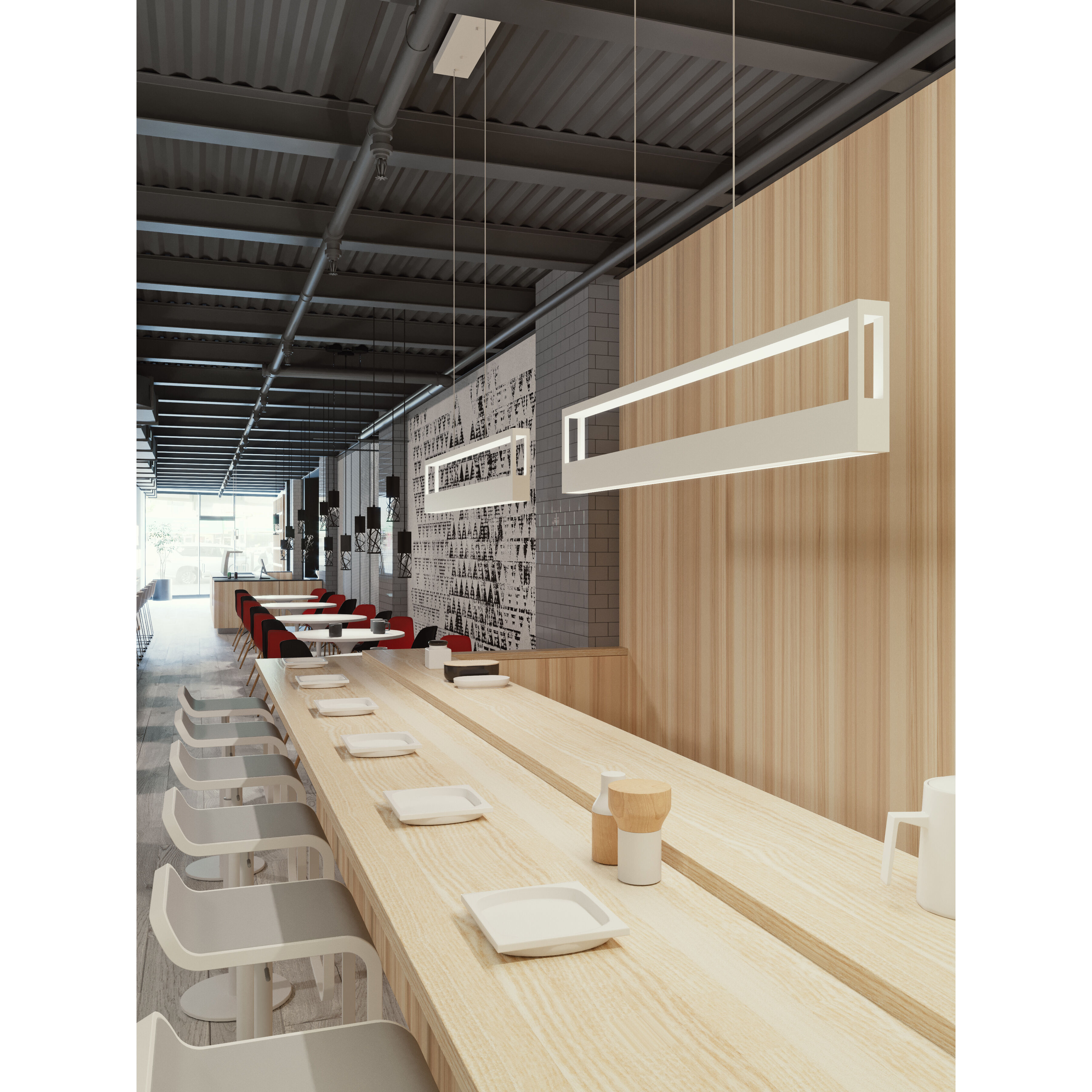 Echo LED 44.75 inch White Linear Pendant Ceiling Light