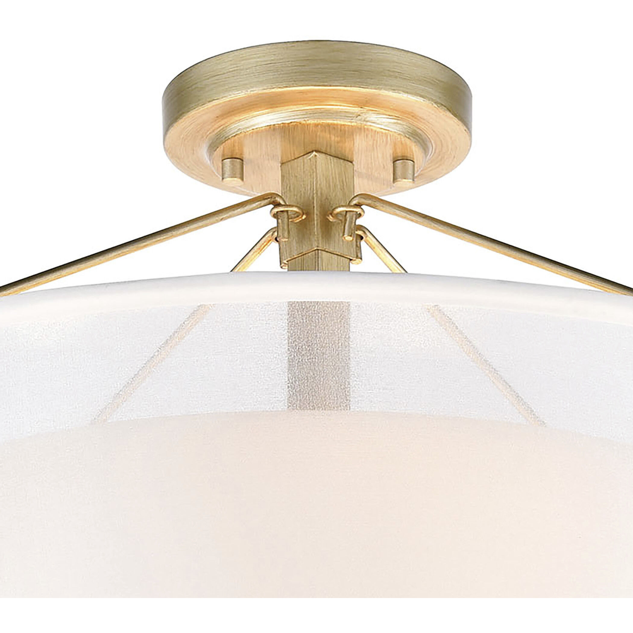 Diffusion 3 Light 18 inch Soft Gold with White Semi Flush Mount Ceiling Light