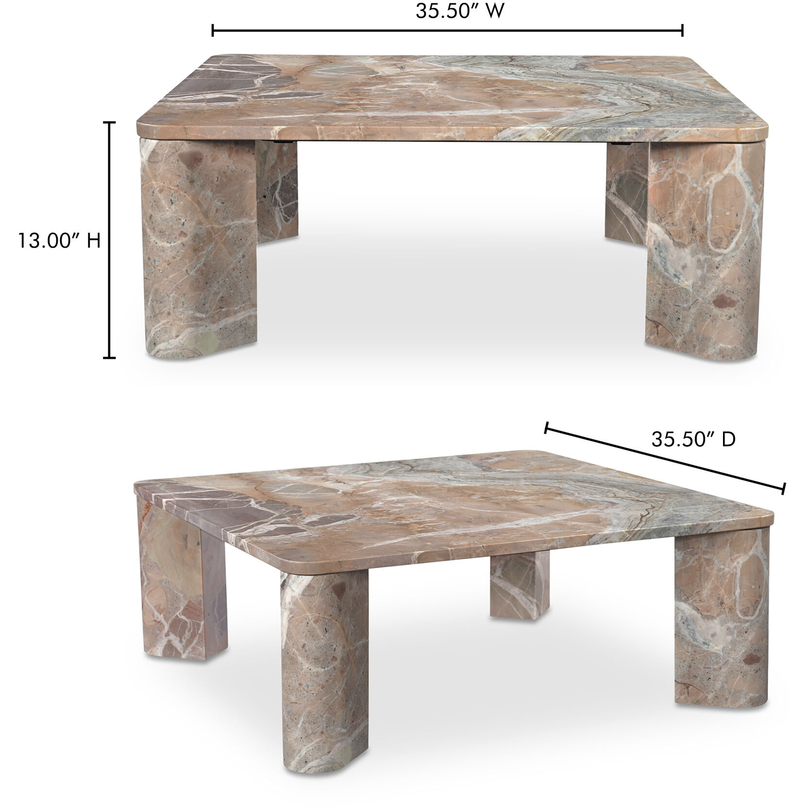Segment 35.5 X 35.5 inch Orange Coffee Table