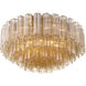 Addis 16 Light 32 inch Aged Brass Flush Ceiling Light in Tronchi Glass Amber