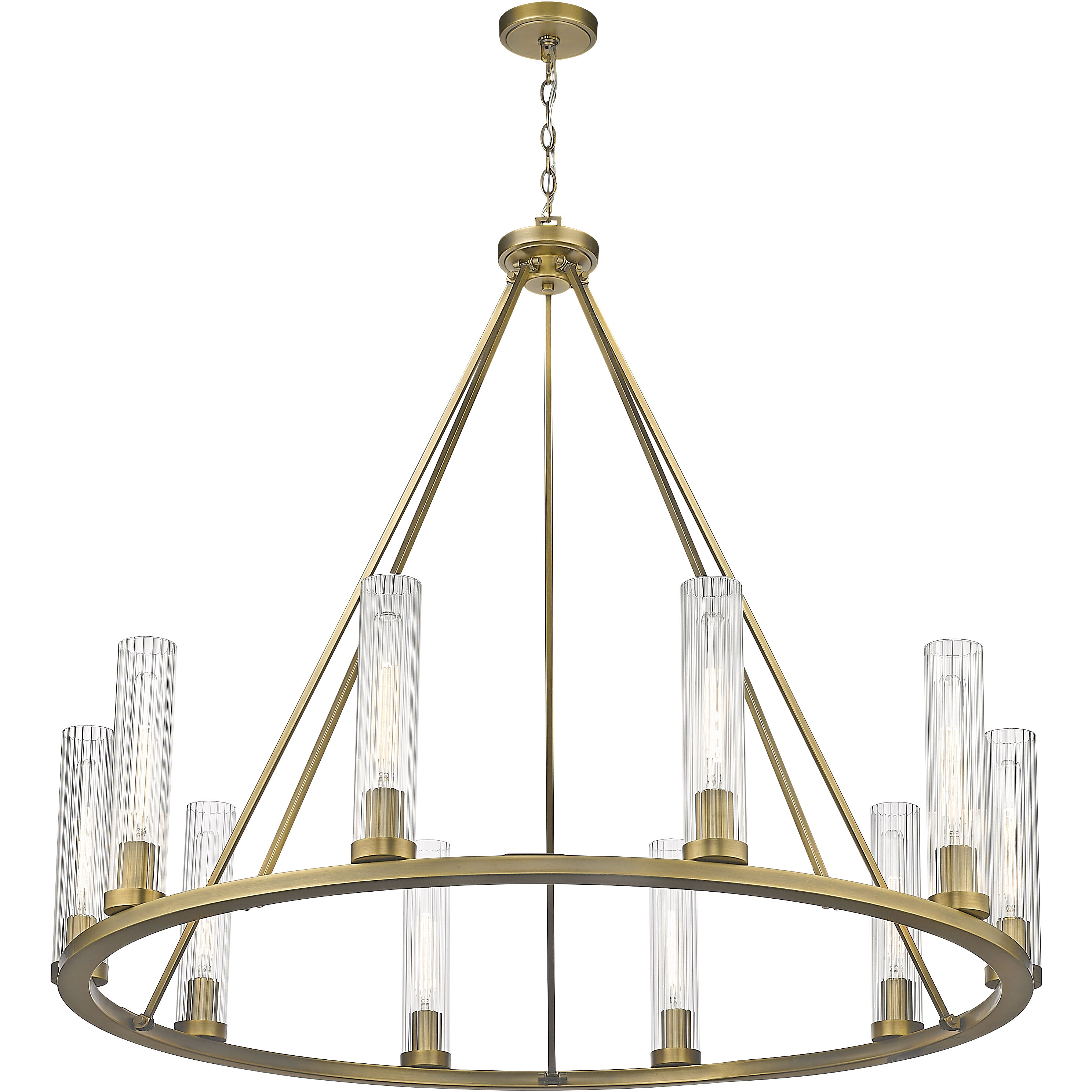 Beau 10 Light 46 inch Rubbed Brass Chandelier Ceiling Light