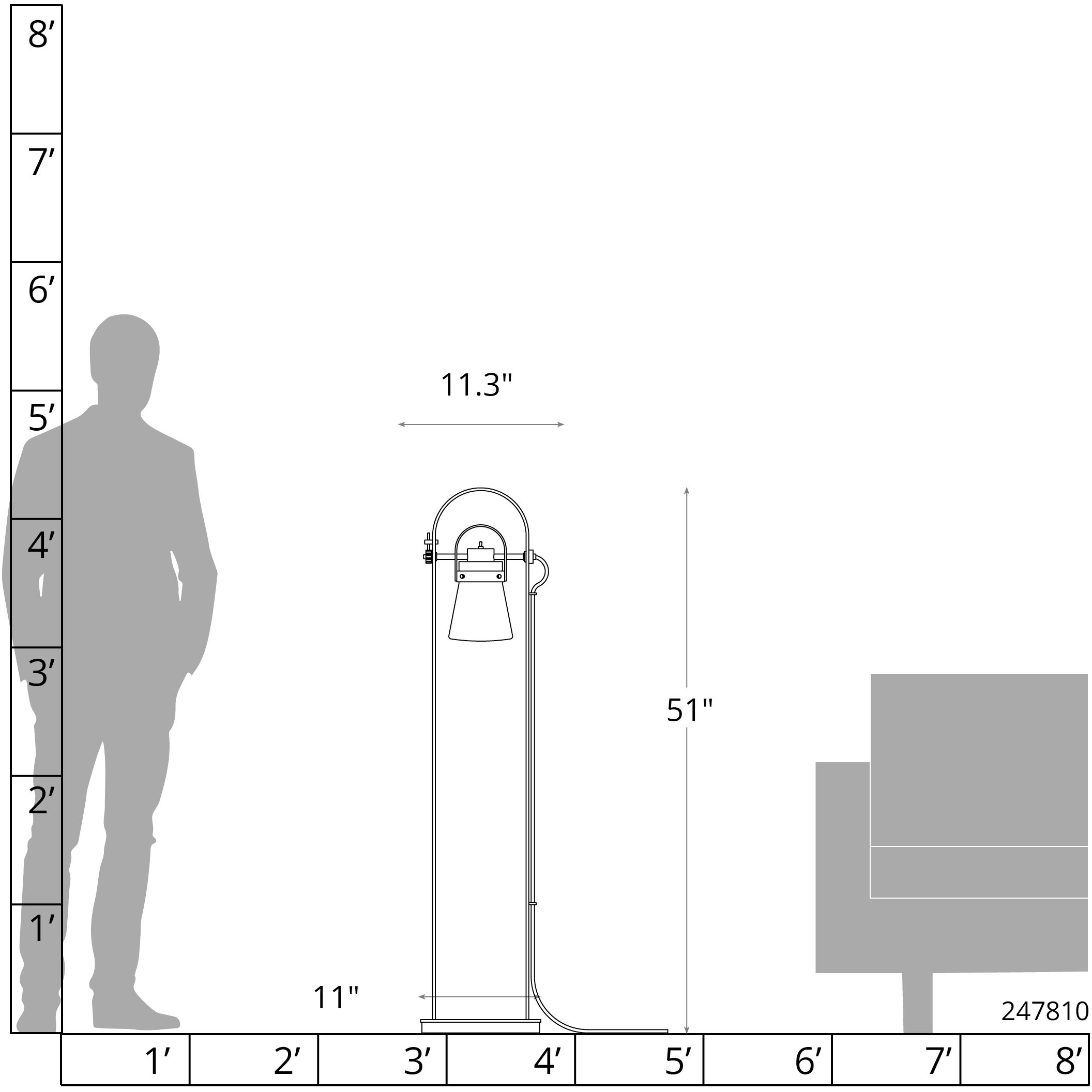 Erlenmeyer 51 inch 60 watt Modern Brass Floor Lamp Portable Light