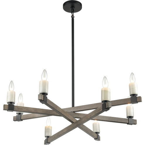 Stone Manor 8 Light 34 inch Matte Black with Aspen Chandelier Ceiling Light