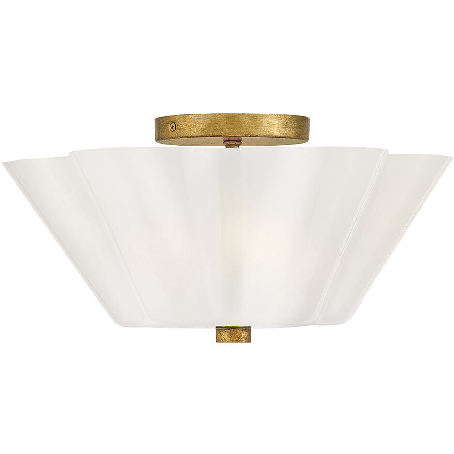 Honey 3 Light 15 inch Distressed Brass Semi-Flush Mount Ceiling Light, Medium