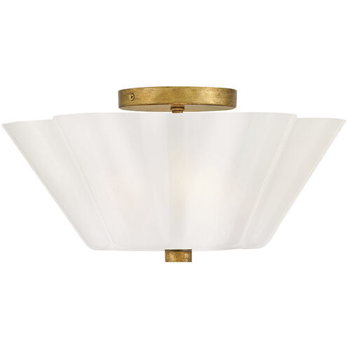Honey 3 Light 15 inch Distressed Brass Semi-Flush Mount Ceiling Light, Medium