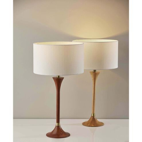 Rebecca 26 inch 100.00 watt Natural Rubberwood with Antique Brass Accent Table Lamp Portable Light