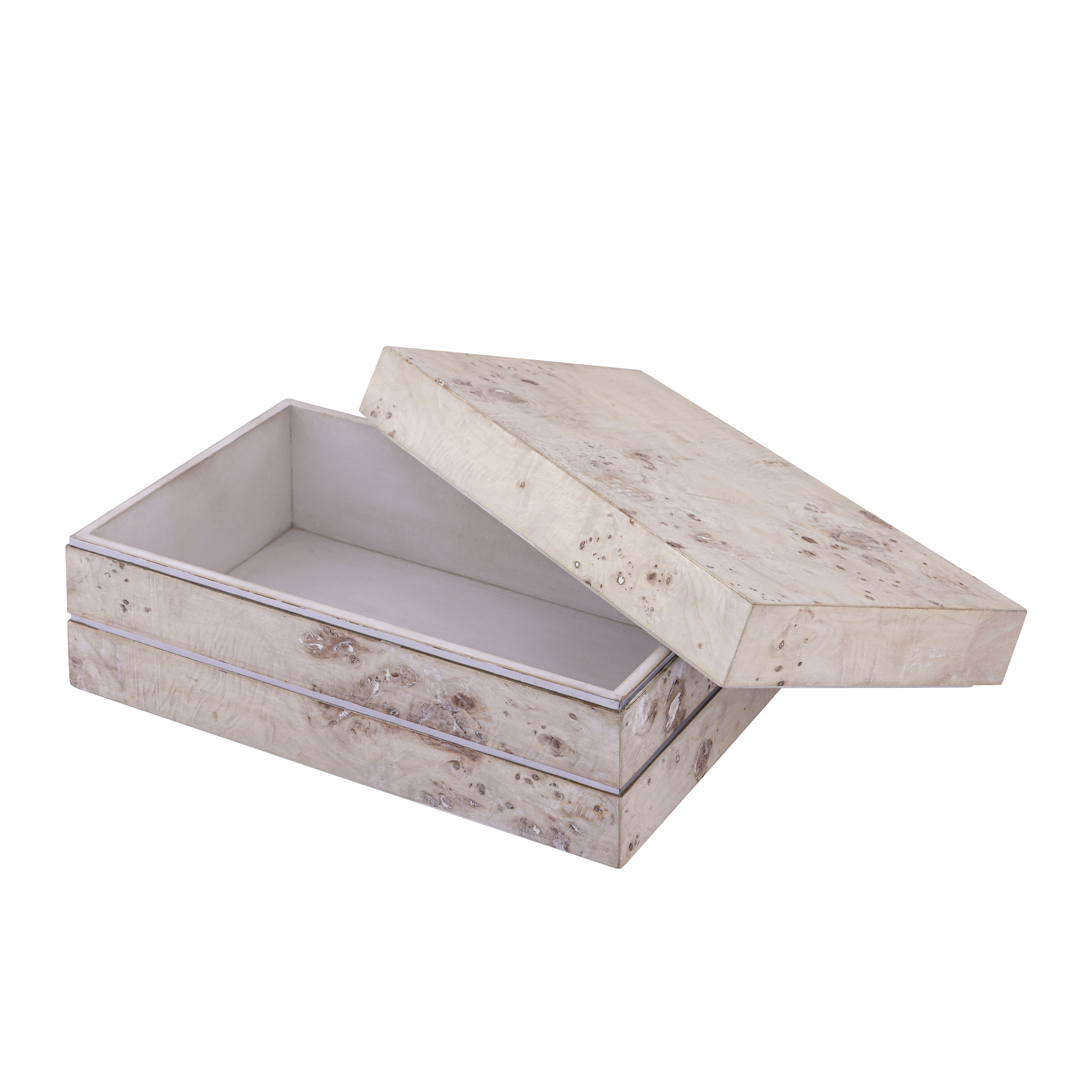 Salem 16 X 6 inch White Burl Wood with Satin Nickel Box
