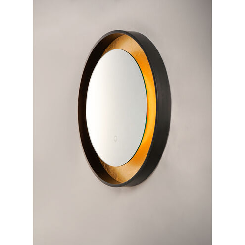 Floating 23.5 X 23.5 inch Gold Leaf and Black LED Wall Mirror