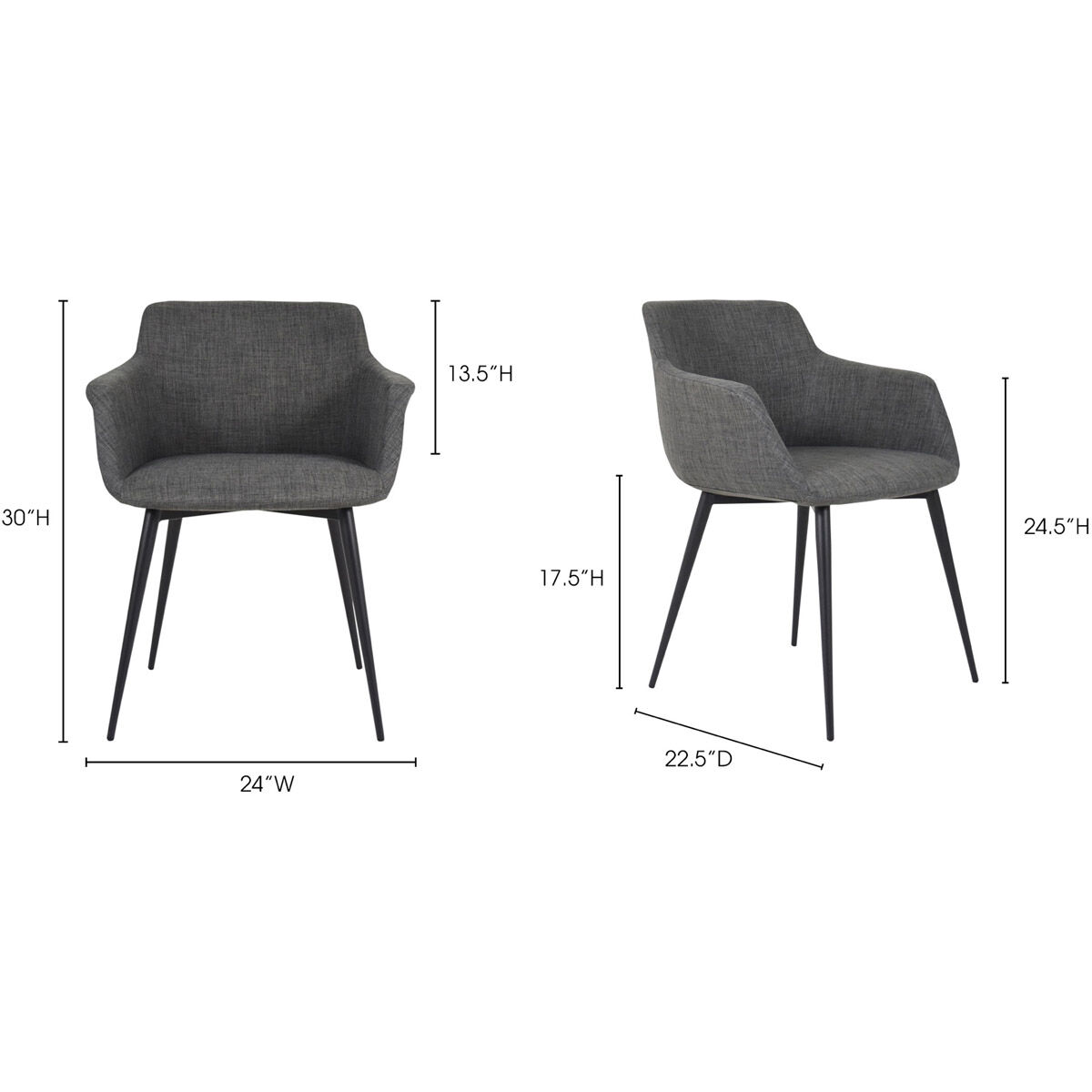 Ronda Grey Arm Chair, Set of 2