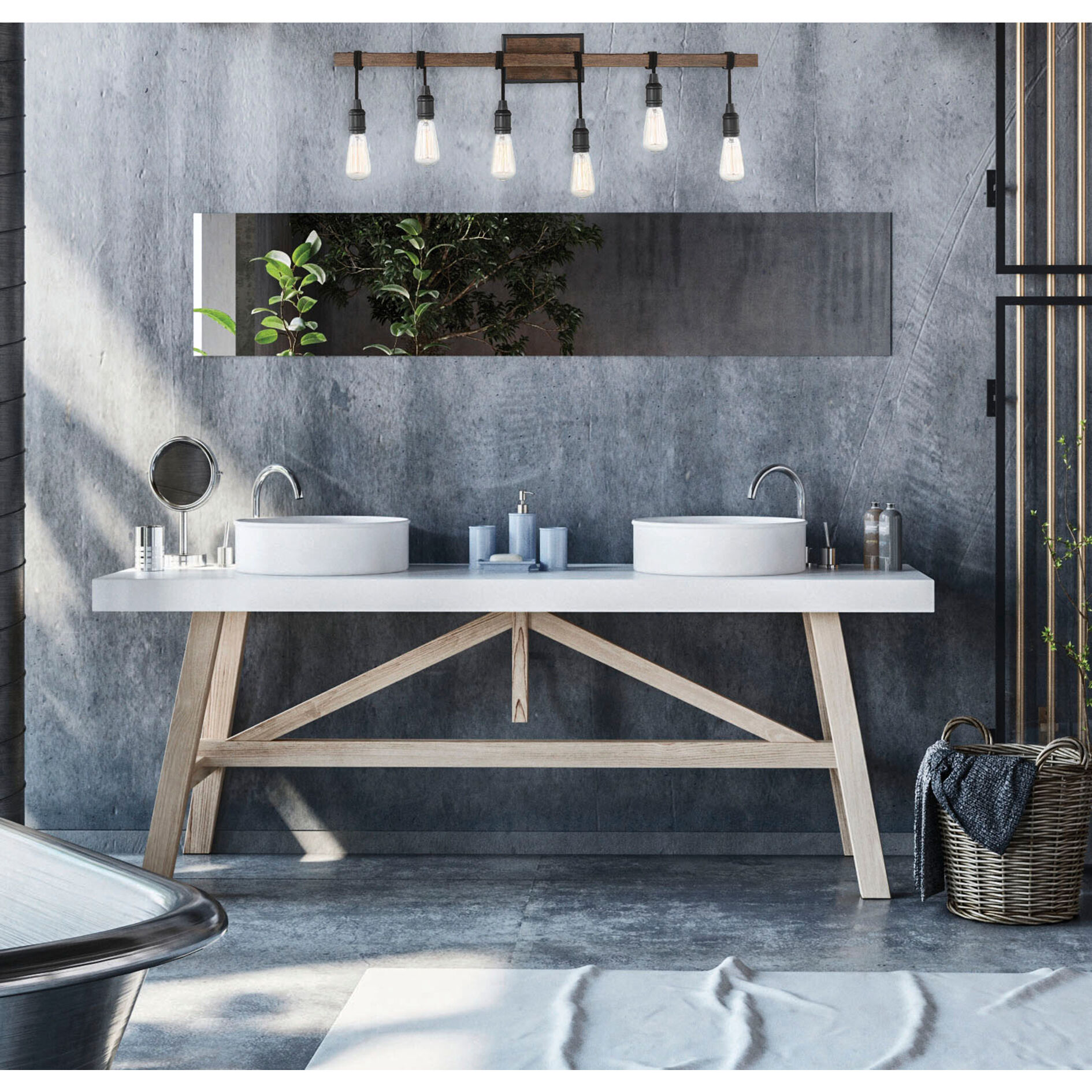 Burgess 6 Light 39 inch Durango Bathroom Vanity Light Wall Light