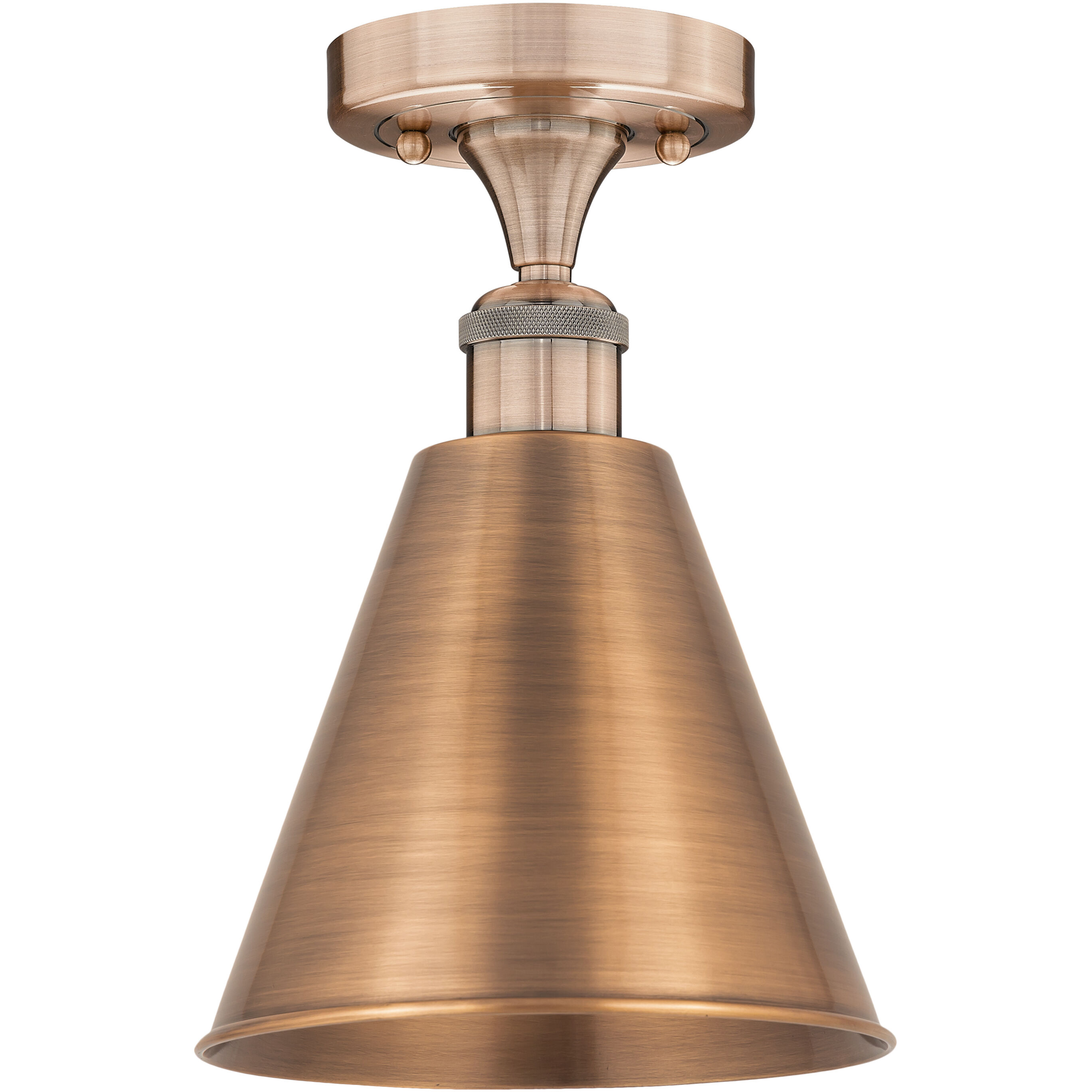 Ballston Cone 1 Light 8 inch Antique Copper Semi-Flush Mount Ceiling Light