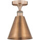 Ballston Cone 1 Light 8 inch Antique Copper Semi-Flush Mount Ceiling Light