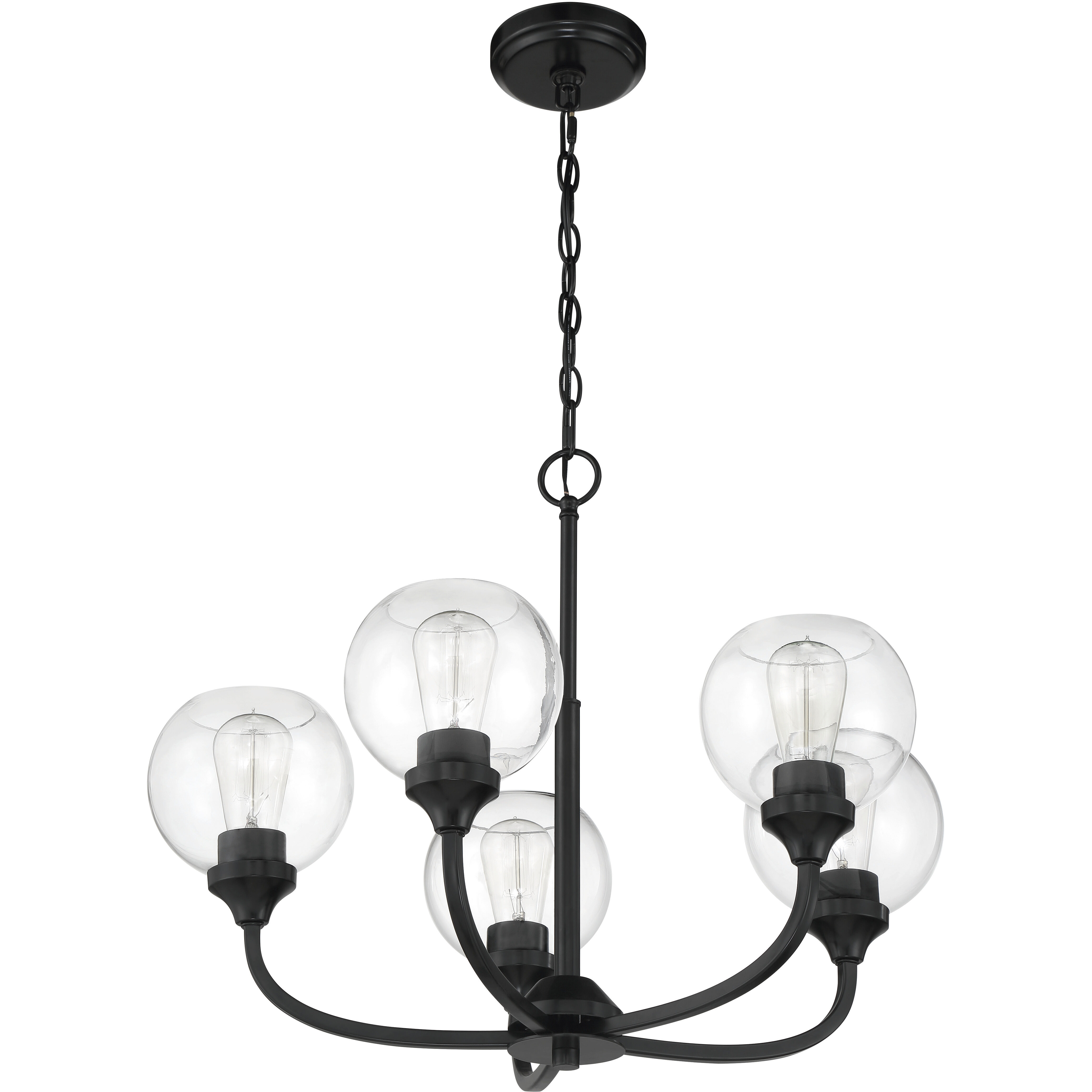 Glenda 5 Light 24 inch Flat Black Chandelier Ceiling Light