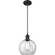 Ballston Athens LED 8 inch Matte Black Mini Pendant Ceiling Light in Clear Glass, Black Textured