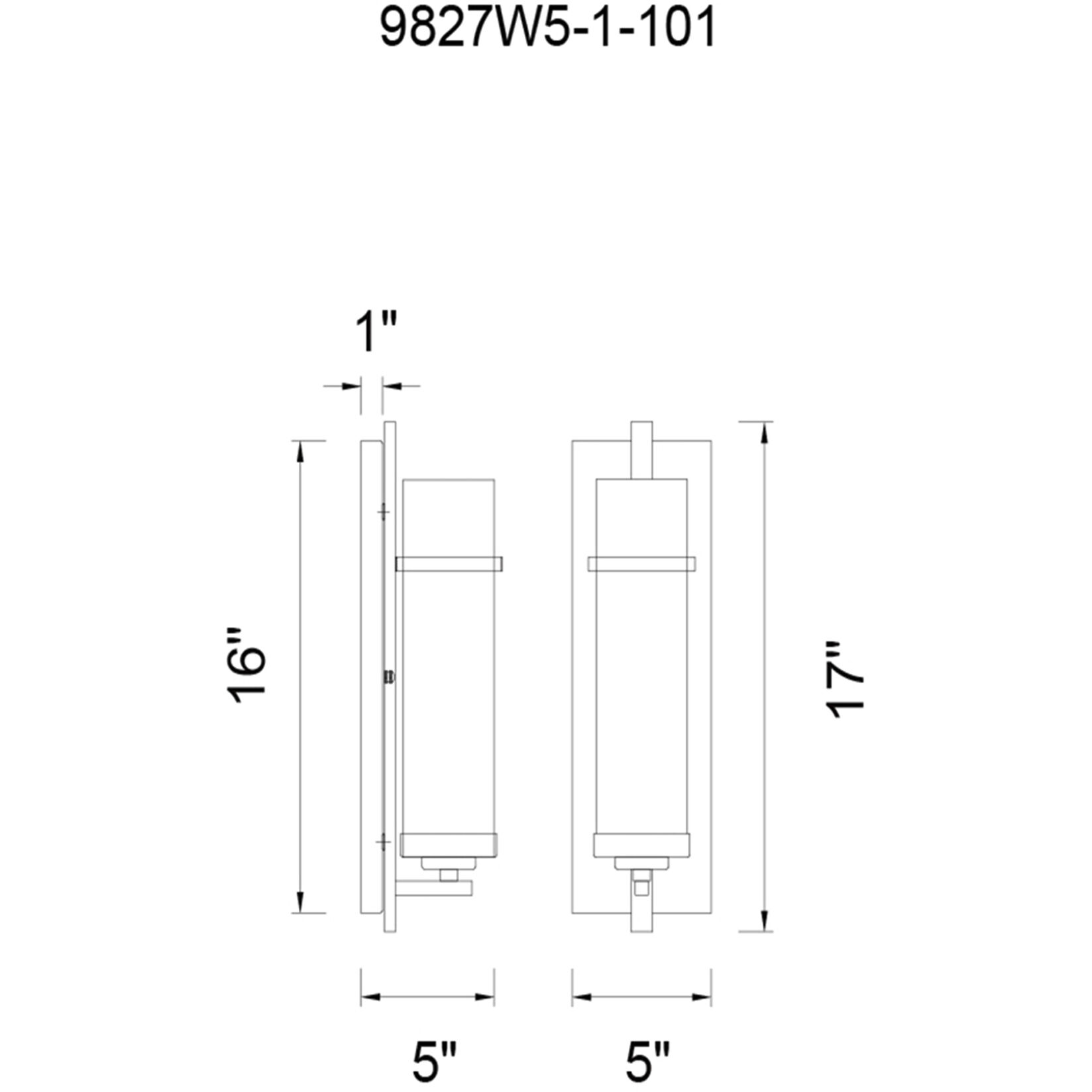 Sierra 1 Light 5 inch Black Wall Light