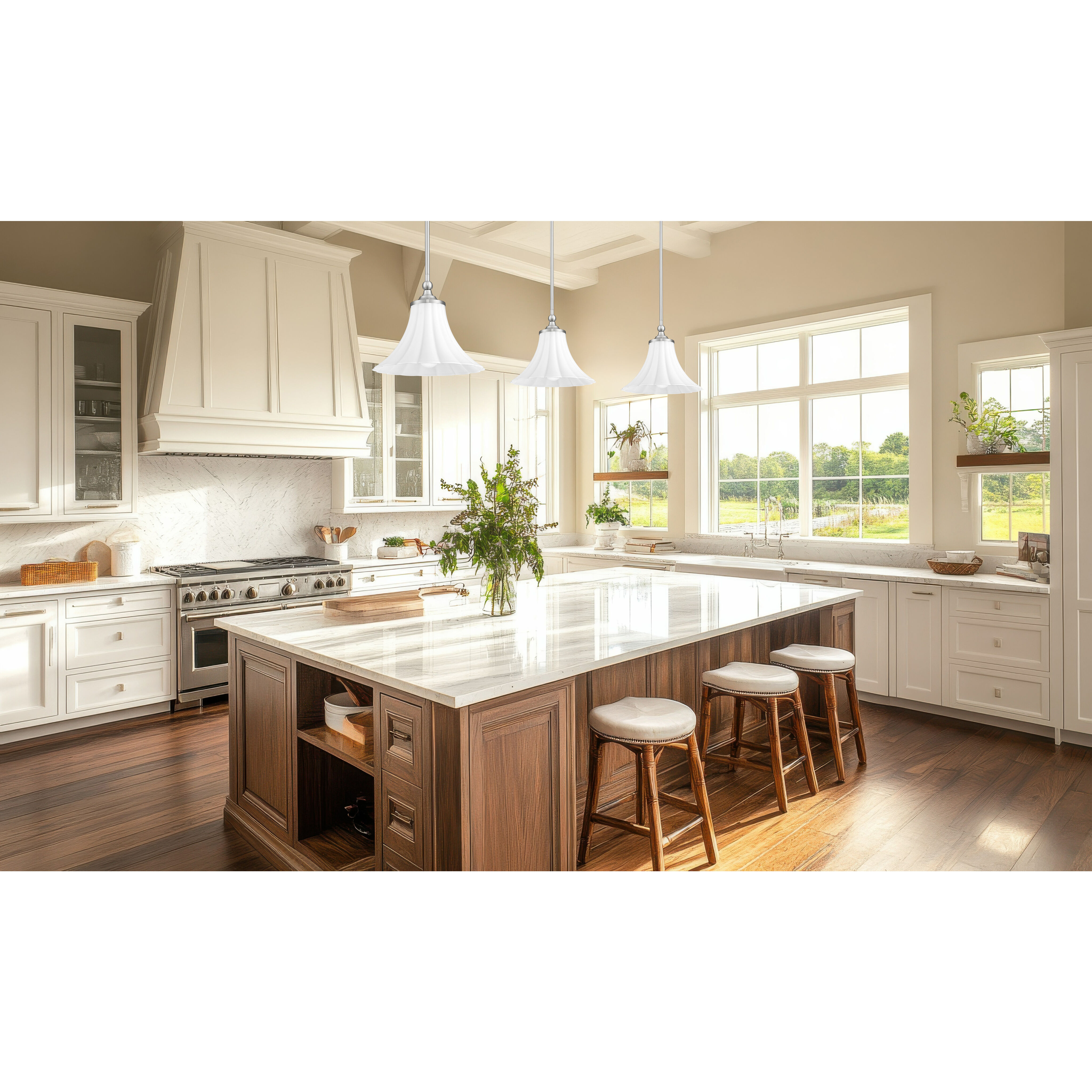 Fleur 1 Light 12 inch Brushed Nickel Pendant Ceiling Light