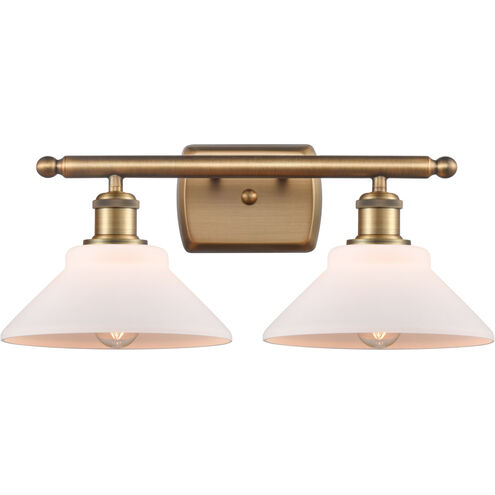 Ballston Orwell LED 18 inch Brushed Brass Bath Vanity Light Wall Light in Matte White Glass, Ballston
