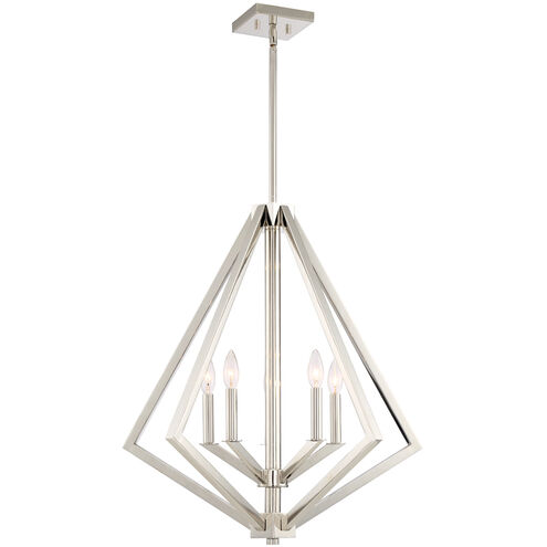 Breezy Point 5 Light 25 inch Polished Nickel Candle Chandelier Ceiling Light