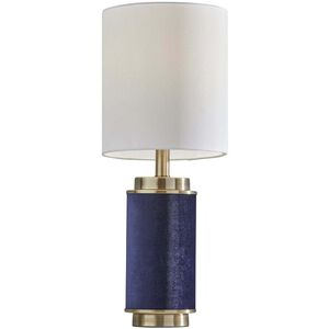 Marsha 22 inch 60.00 watt Antique Brass with Navy Blue Velvet Table Lamp Portable Light