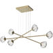Mesa LED Gilded Brass Linear Multi-Pendant Ceiling Light in 3000K LED, Clear, Triple Moda