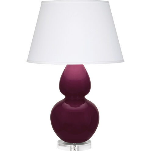 Double Gourd 30 inch 150.00 watt Sugar Plum with Lucite Table Lamp Portable Light in Pearl Dupioni