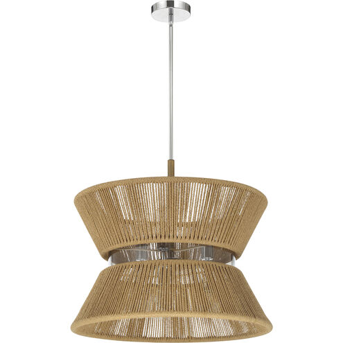 Serena 6 Light 24.13 inch Chrome/Walnut Pendant Ceiling Light in Chrome and Walnut