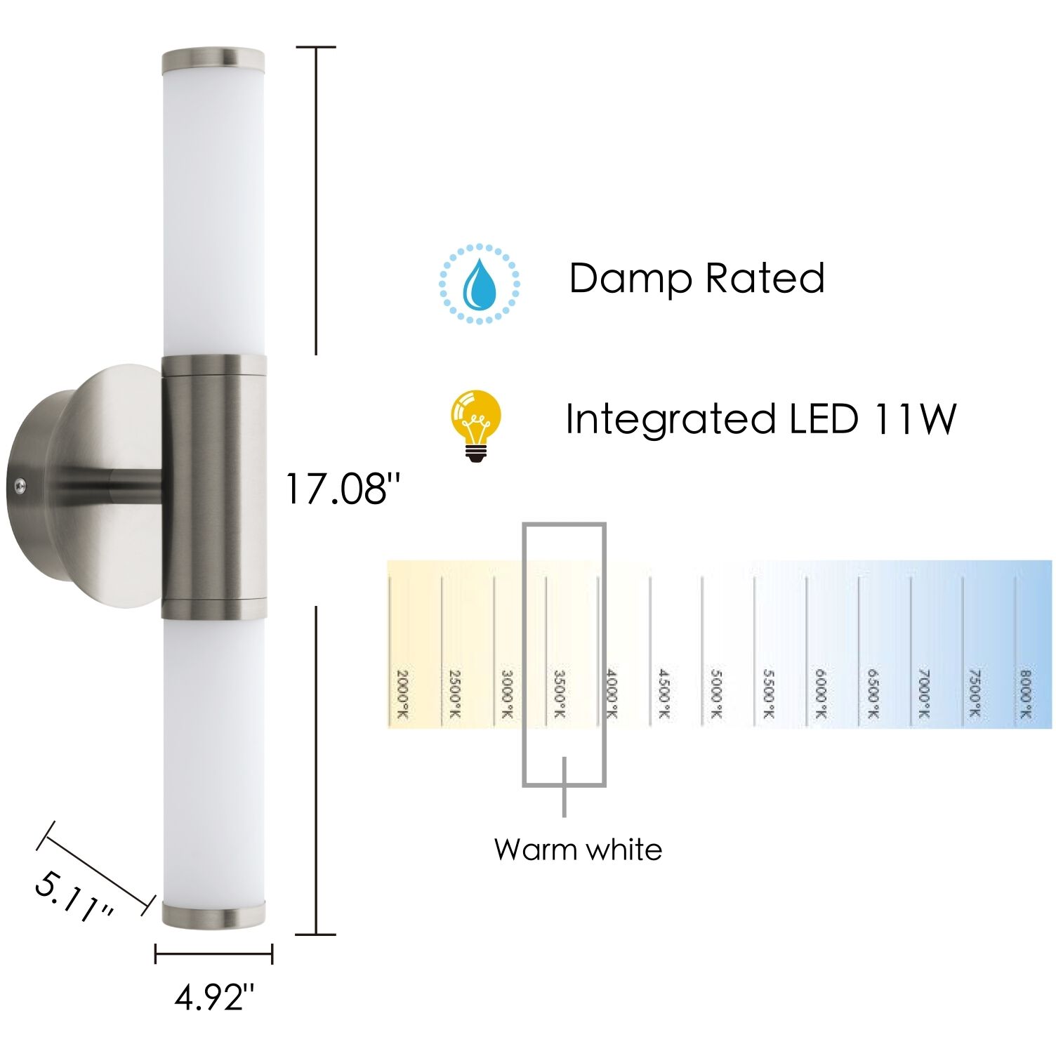 Palmera 1 LED 4.92 inch Satin Nickel Vanity Light Wall Light