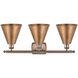 Ballston Cone 3 Light 28 inch Antique Copper Bath Vanity Light Wall Light