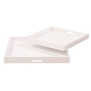 Lacquer Glossy White Tray, Set of 2