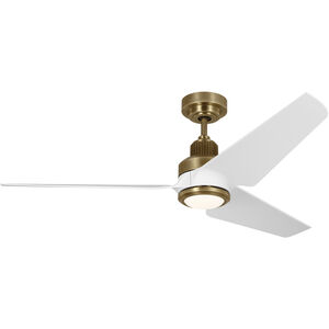 Ruhlmann 52 inch Hand Rubbed Antique Brass with Matte White Blades Indoor/Outdoor Smart Ceiling Fan in Hand-Rubbed Antique Brass
