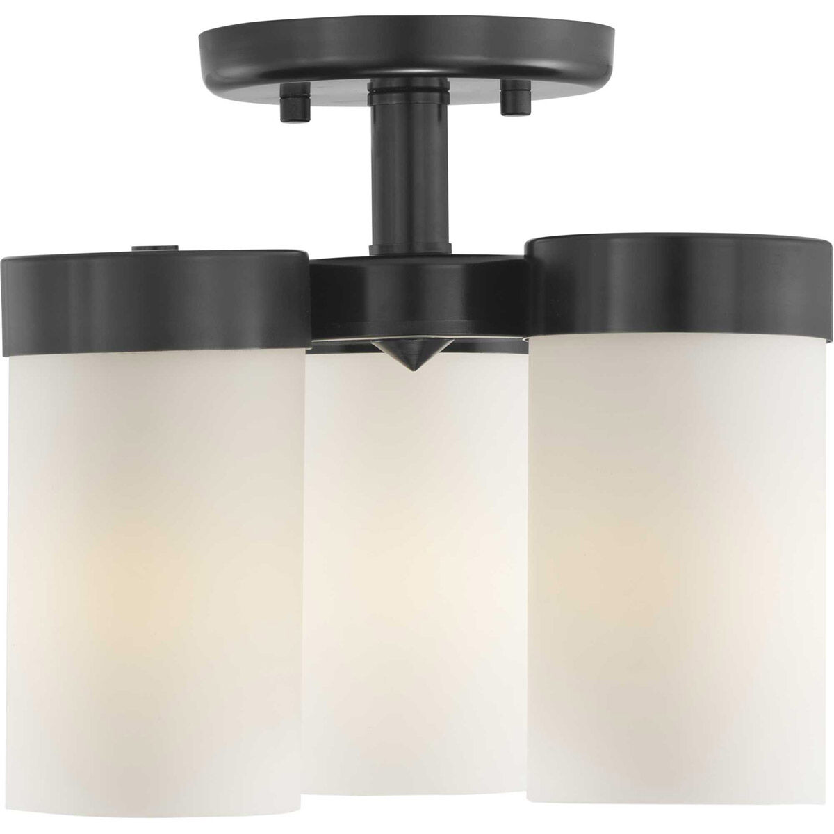 Elevate 3 Light 12 inch Matte Black Semi-Flush Mount Ceiling Light, Design Series