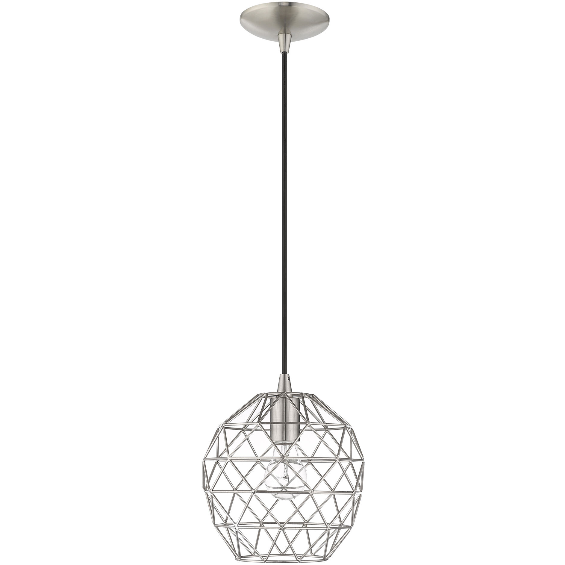 Geometric 1 Light 8 inch Brushed Nickel Mini Pendant Ceiling Light