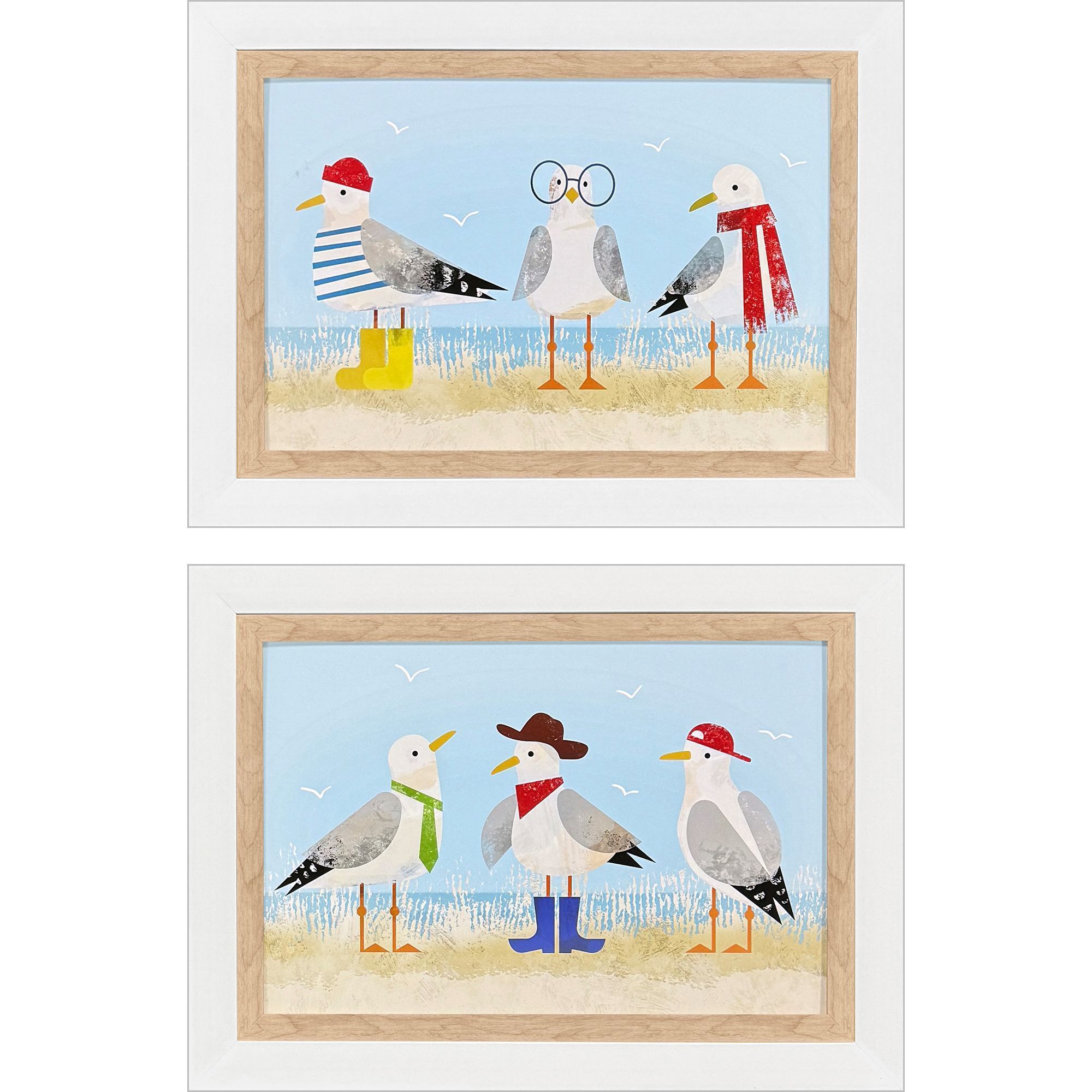 Sassy Seagull Blue and Multi and Red Framed Art, Propac