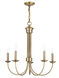 Estate 5 Light 25 inch Antique Brass Chandelier Ceiling Light