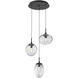 Cosmos Incandescent 3 Light 22.3 inch Matte Black Chandelier Ceiling Light in Clear Cosmos, Round Multi-Port