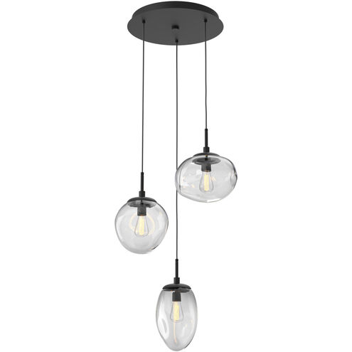 Cosmos Incandescent 3 Light 22.3 inch Matte Black Chandelier Ceiling Light in Clear Cosmos, Round Multi-Port