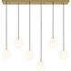 Richard June Sorelle 6 Light 48.35 inch Estate Brass Linear Chandelier Ceiling Light in Standard