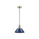 Orwell 1 Light 10 inch Aged Brass Pendant Ceiling Light in Navy, Medium