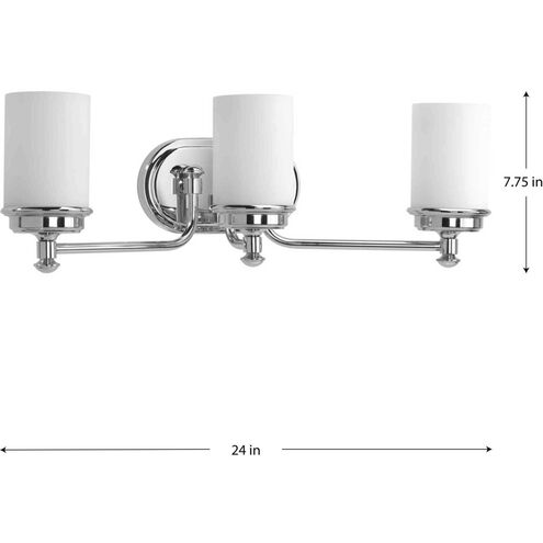 Glide 3 Light 24 inch Polished Chrome Bath Vanity Wall Light, Design Series