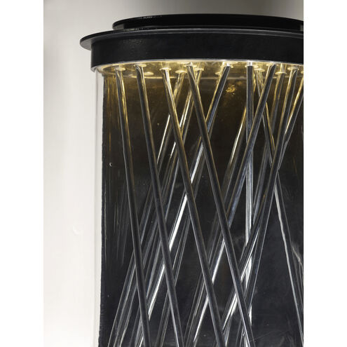Bedazzle LED 14 inch Texture Ebony/Polished Chrome Outdoor Wall Lantern